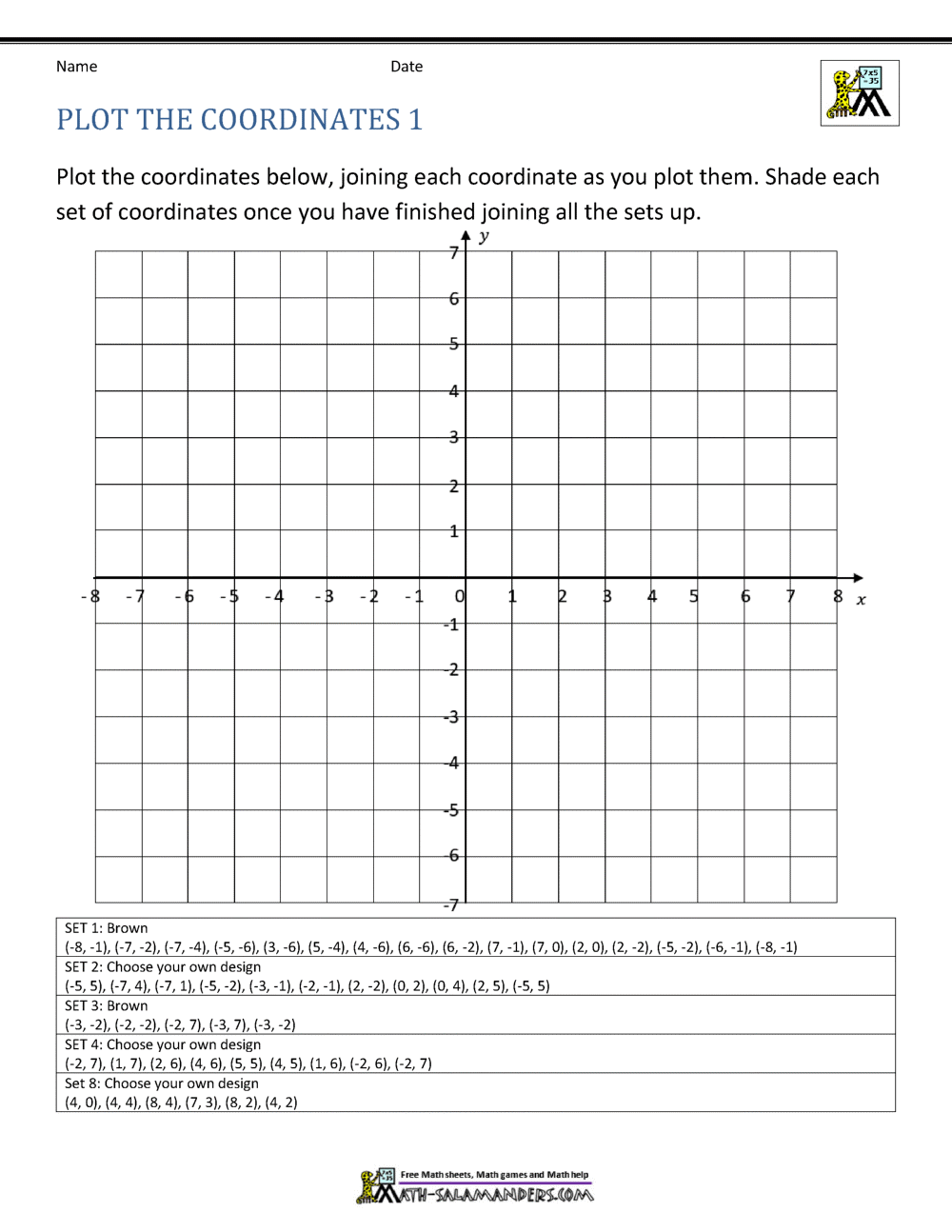 Coordinate Worksheet Grade 4