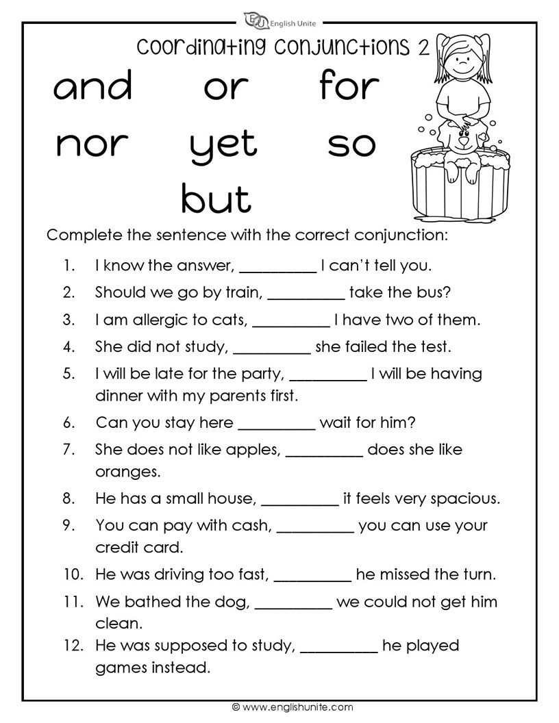 5 Ways to Master Coordinating Conjunctions with Worksheets