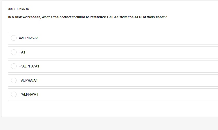 Correct Formula to Reference A1 from Alpha Worksheet