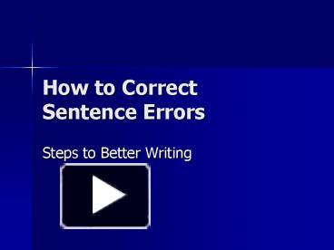 5 Ways to Correct Sentence Errors