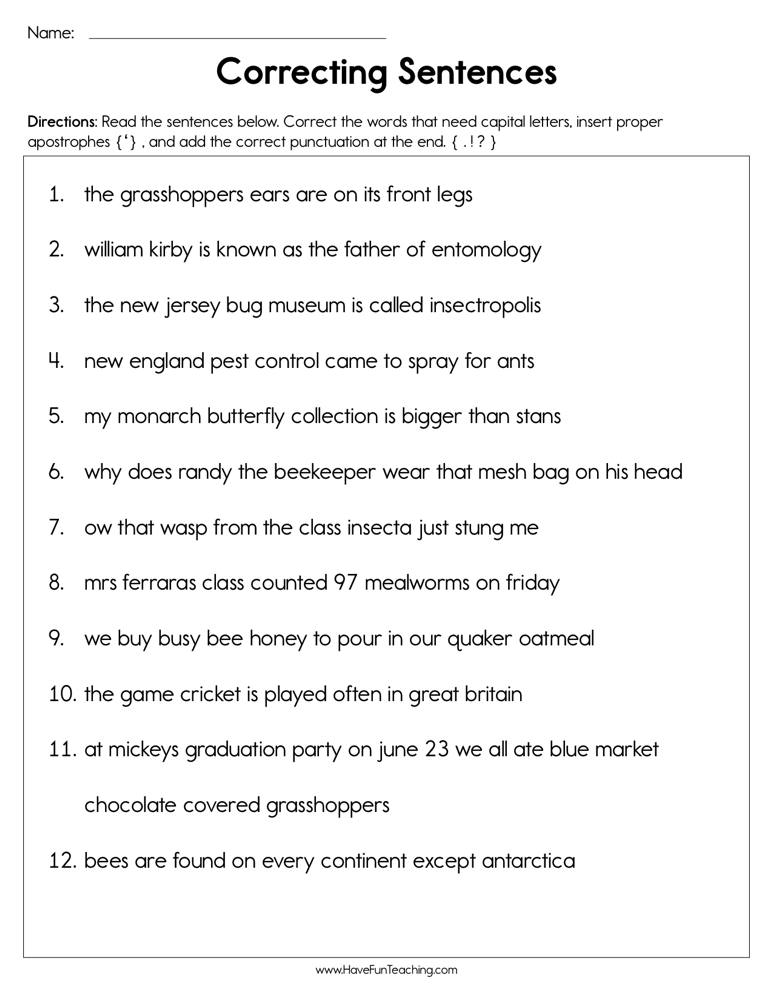 Correcting Sentences Practice