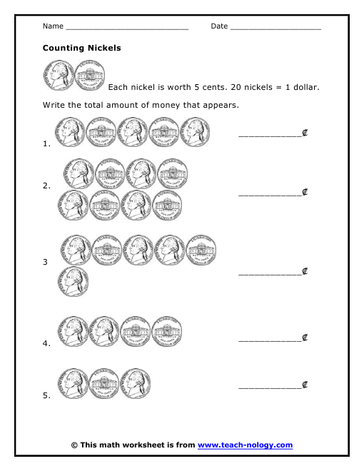 5 Ways to Master Counting Nickels Worksheet