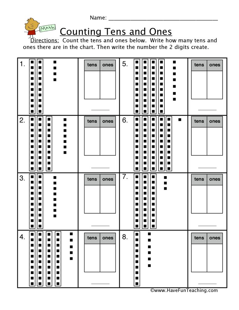 Counting By Tens Worksheet Kindergarten