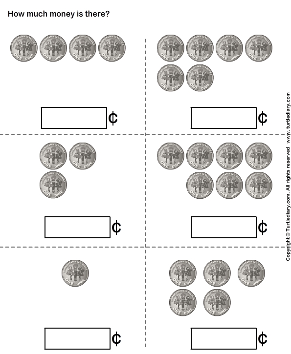 Counting Dimes Worksheet for Kids Math Practice