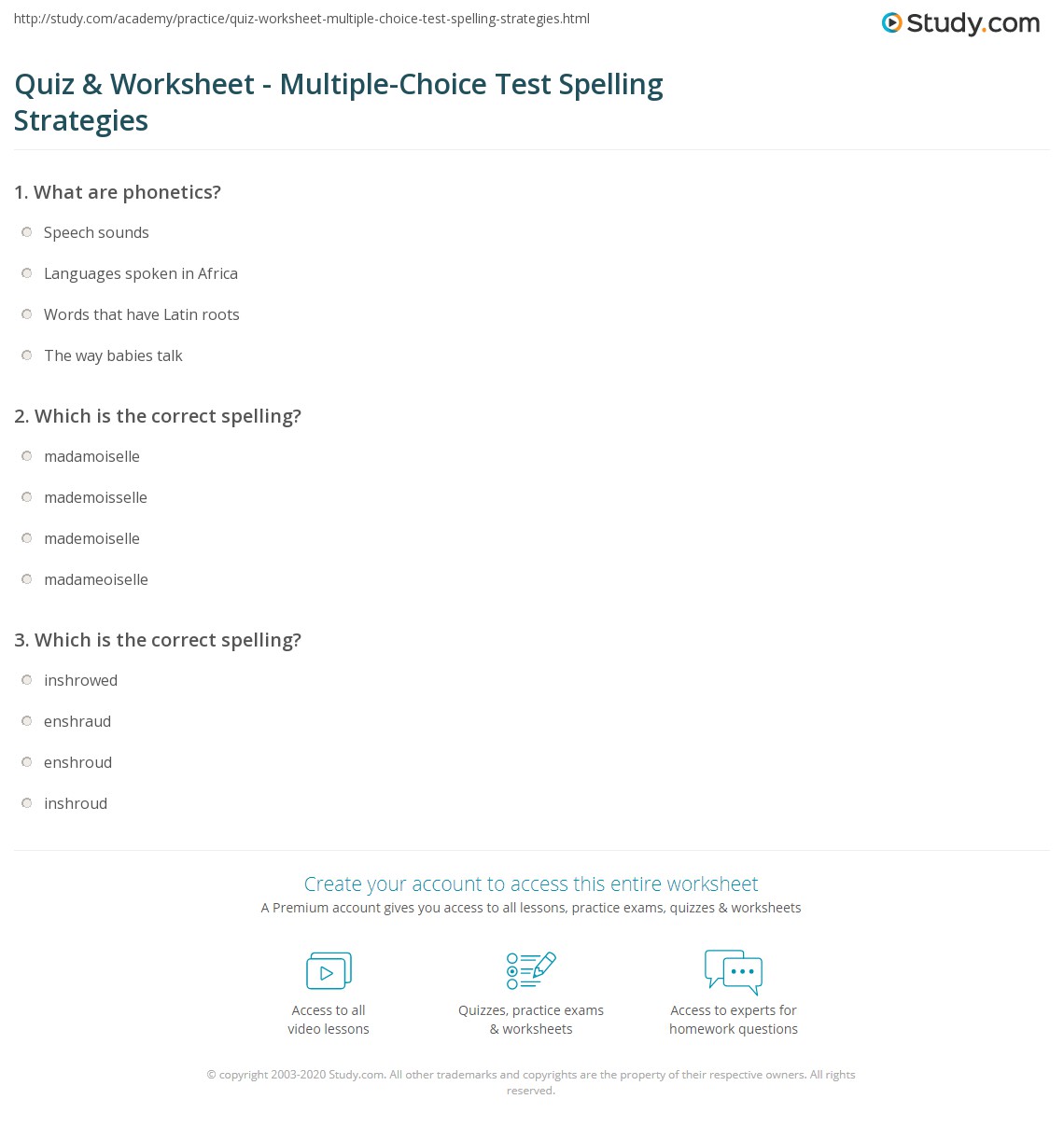 Create Spelling Worksheets