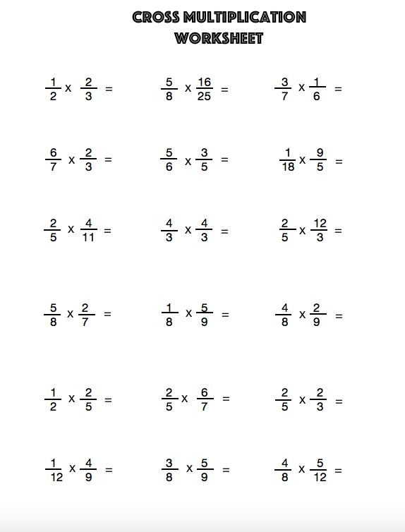 10 Cross Multiplication Worksheets to Simplify Math