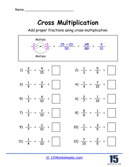 Cross Multiply Worksheet for Easy Math Practice