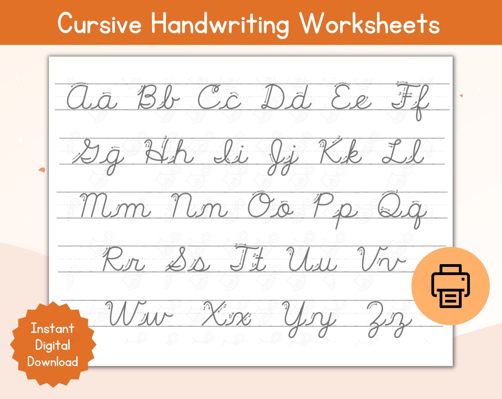 Cursive Letters Worksheets Printable for Kids