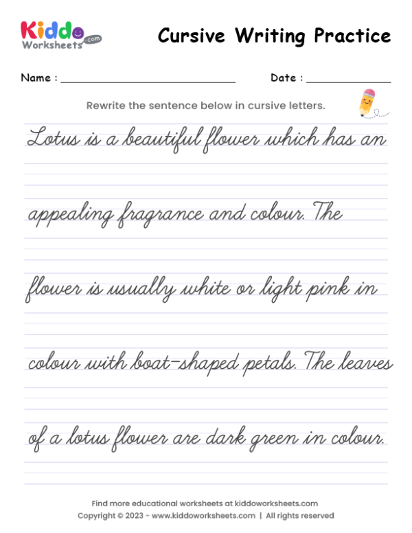 Cursive Sentences Worksheets Pdf