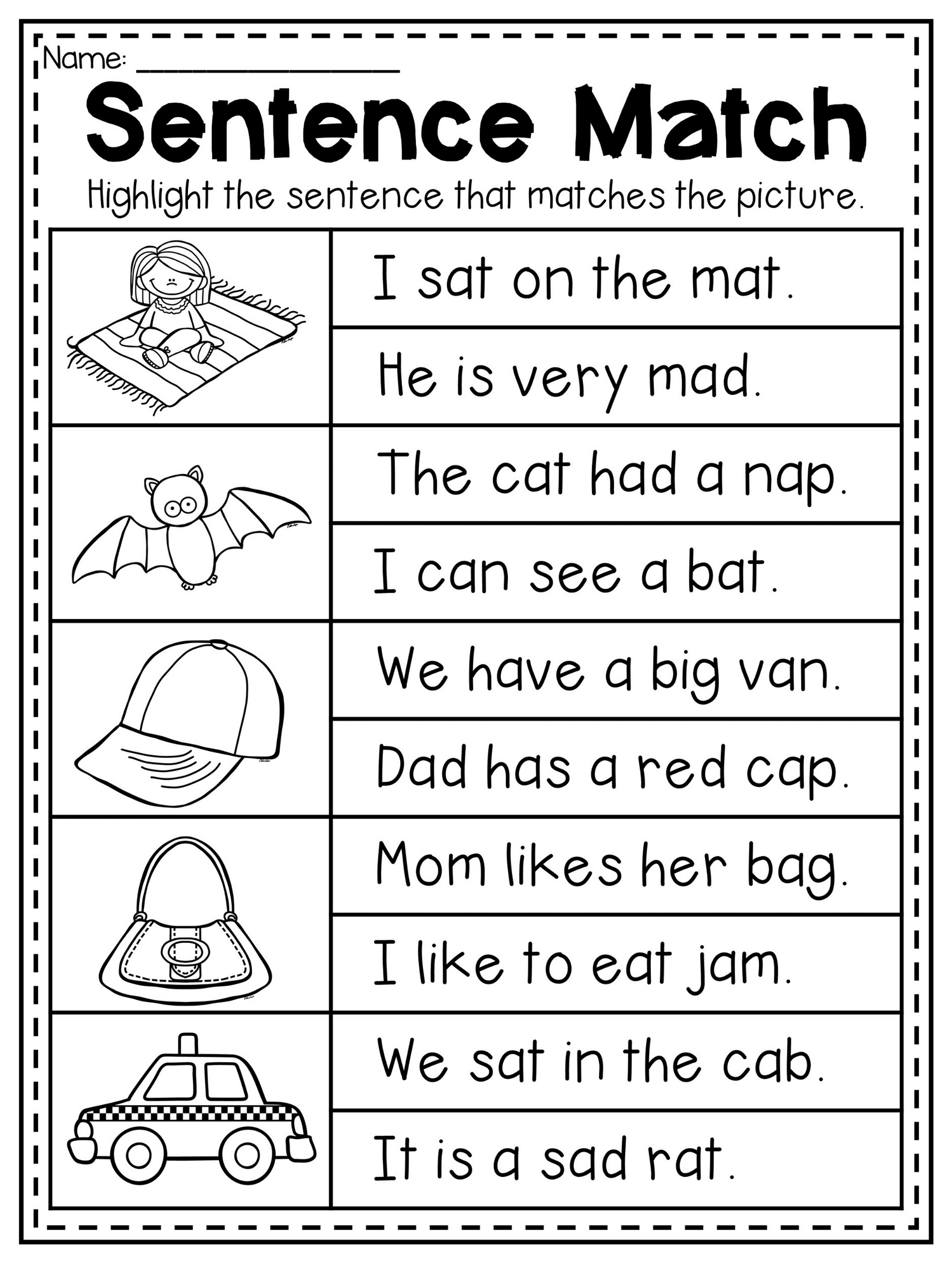 5 CVC Sentences Worksheets for Early Readers