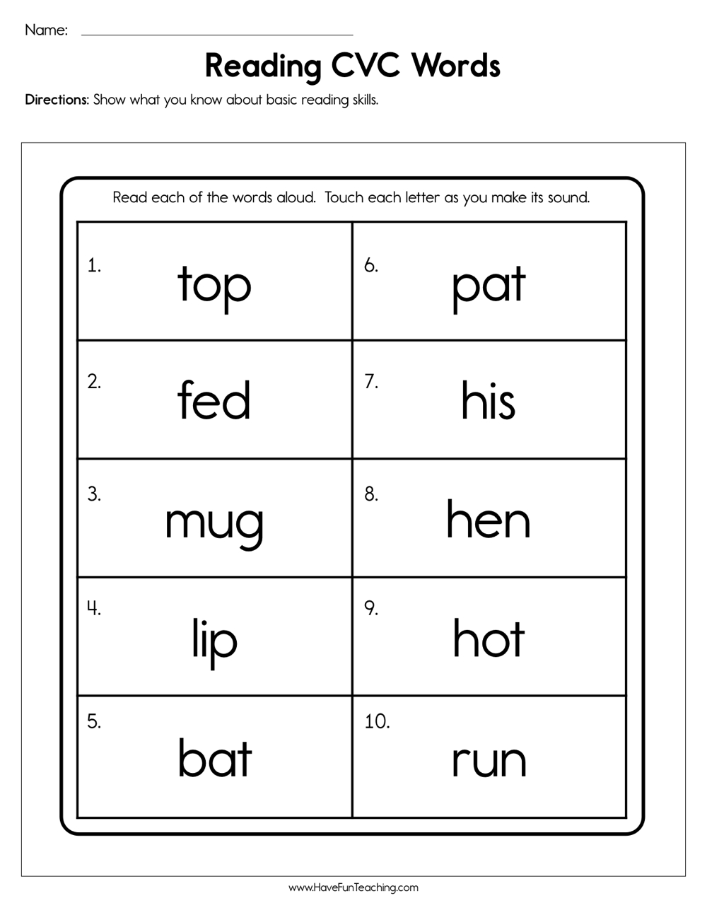 CVC Words Worksheets for Fun Phonics Practice