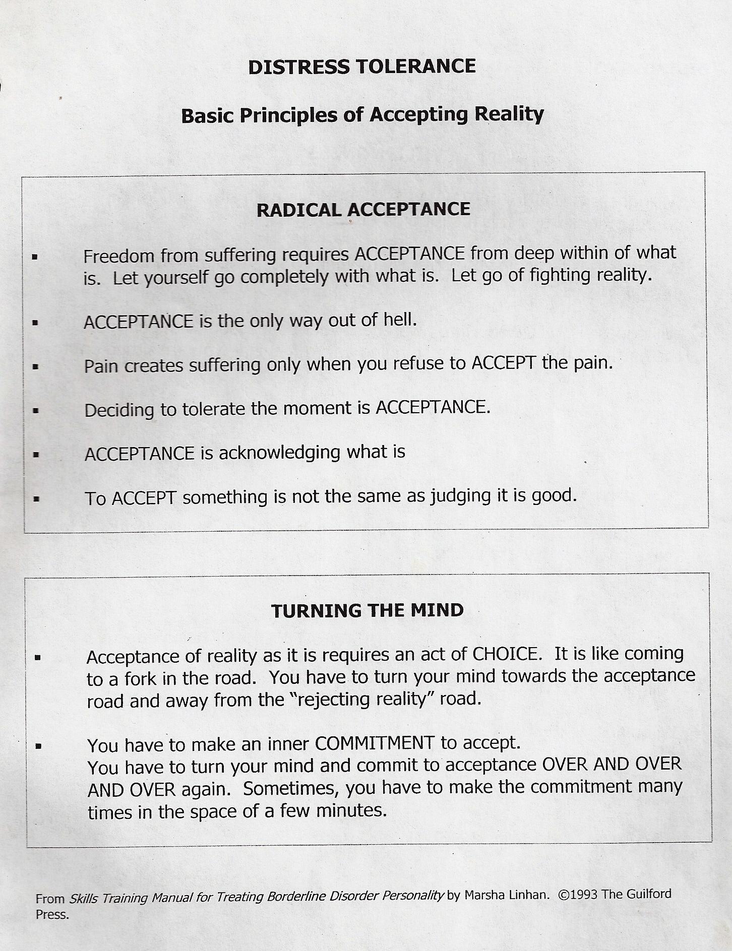 Dbt Radical Acceptance Worksheet: Finding Peace in the Present