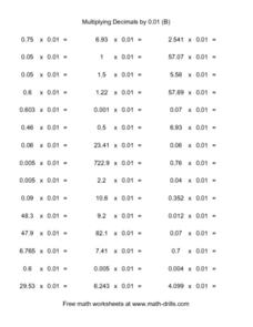 Decimal Multiplication and Division Practice Worksheet