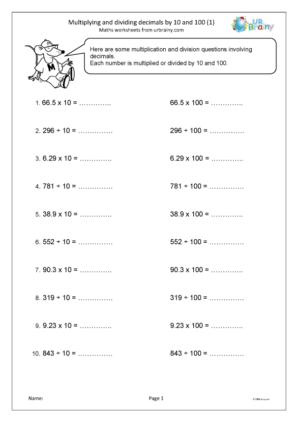 Decimal Worksheet