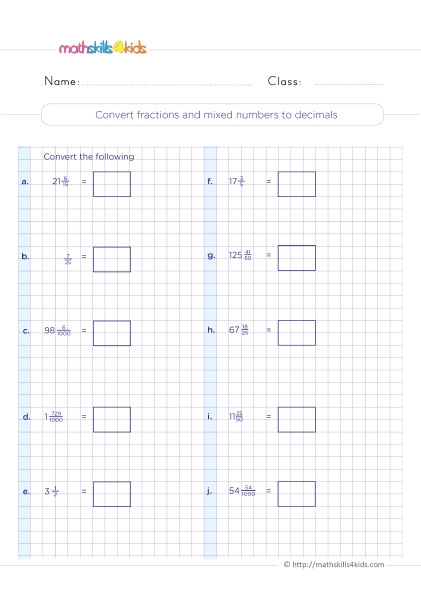 Fun Decimal Worksheets for 4th Grade Math Practice