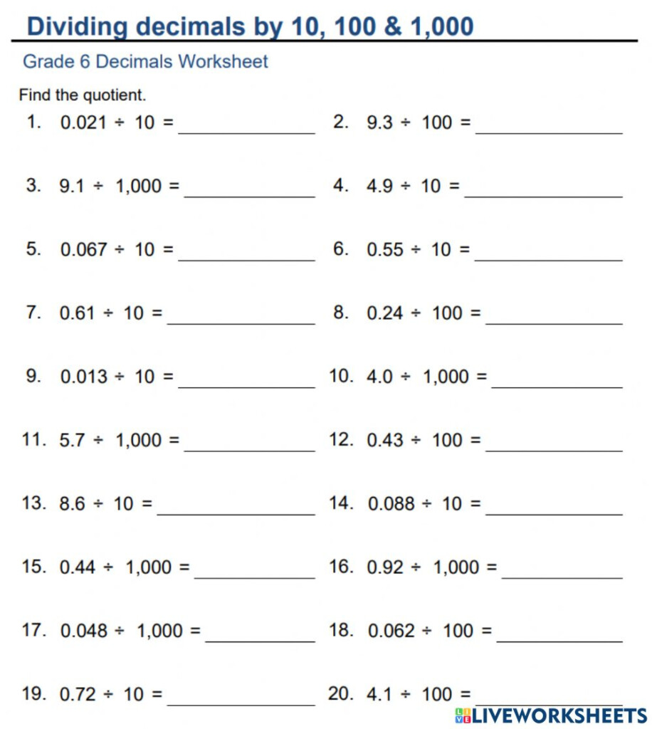 Decimals Worksheet 4 Skoolon Com