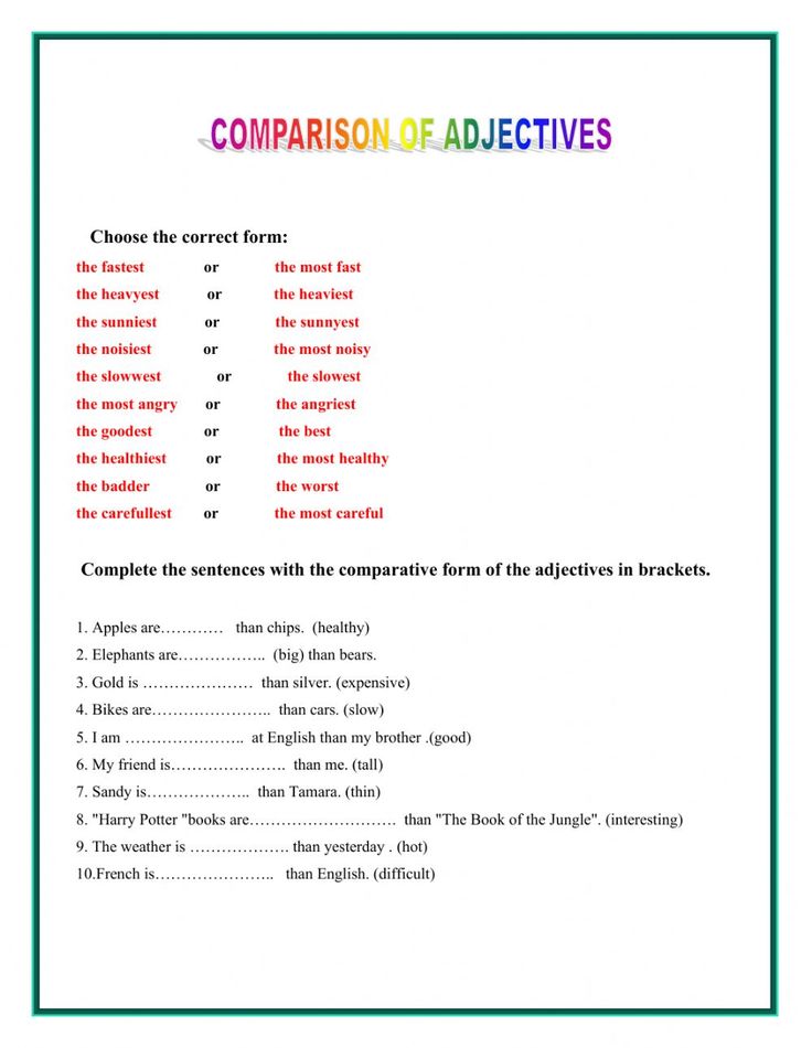 Degrees Of Comparison Of Adjectives Interactive Activity For Grade 6 You Can Do The Exercises