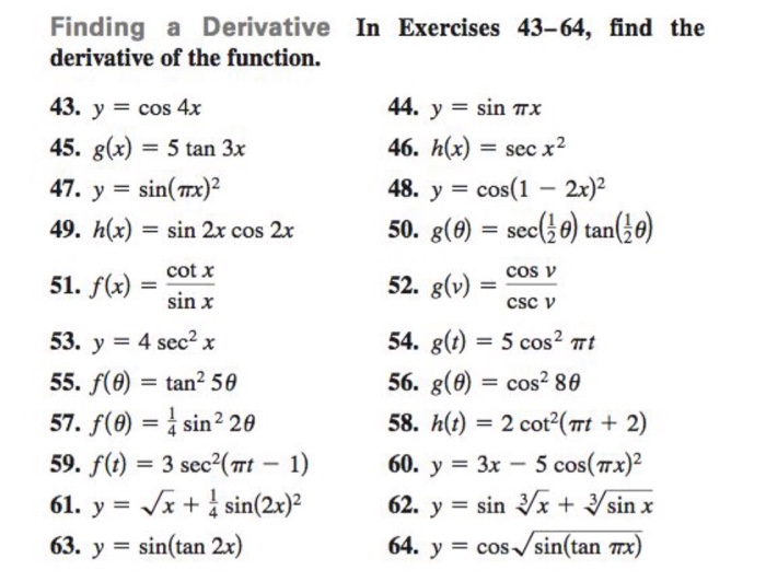 Derivative Practice Worksheet with Examples and Solutions