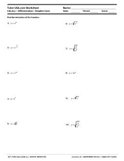 Derivative Worksheet With Answers Pdf Thekidsworksheet