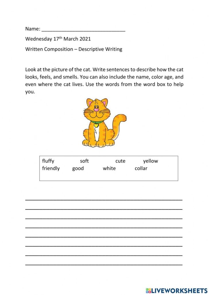 Descriptive Writing Worksheets Pdf