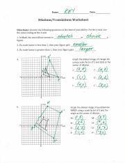 Dilation Translation Worksheet Answer Key