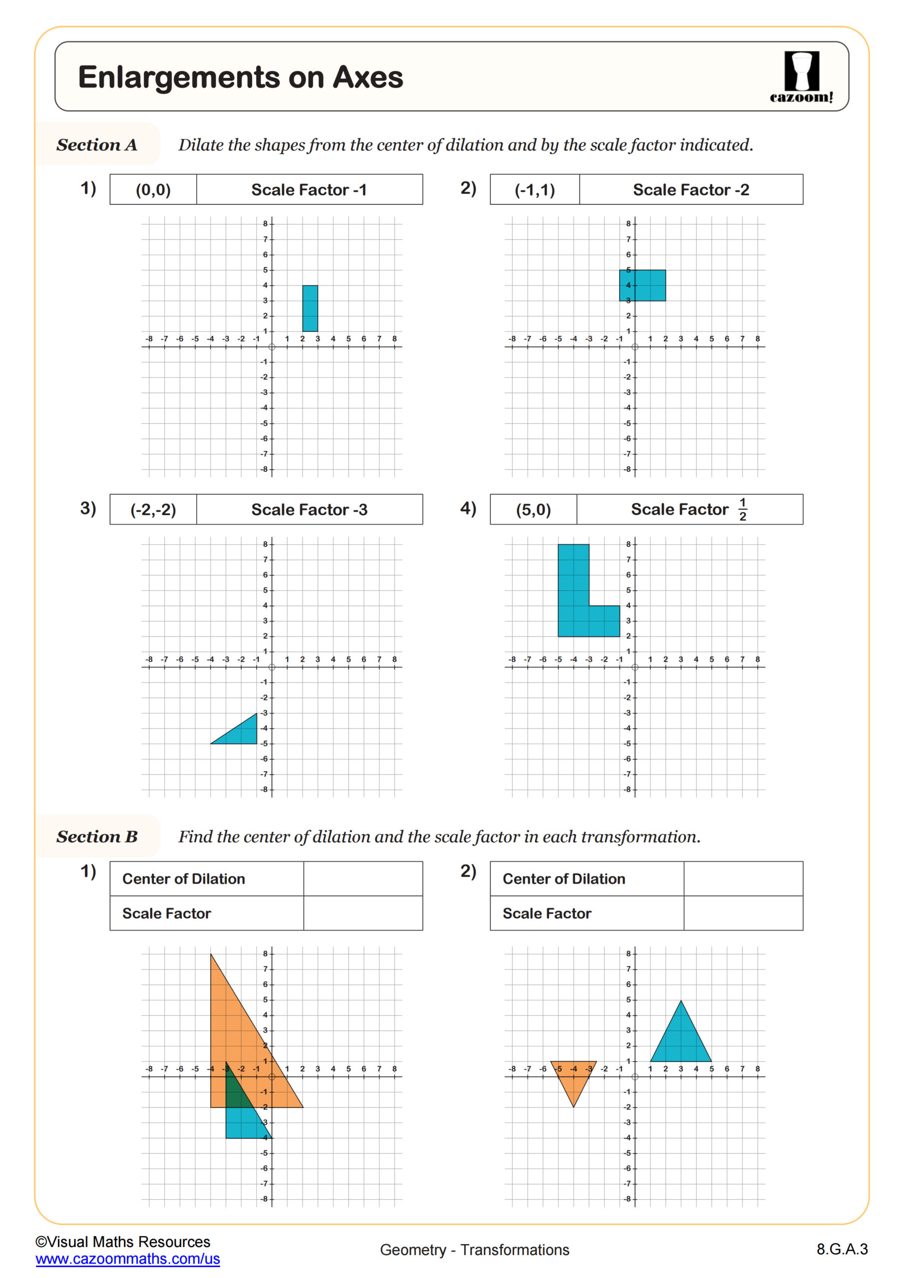 Dilation Worksheet With Answers Pdf