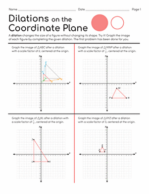 Dilation Practice Worksheet for Math Students