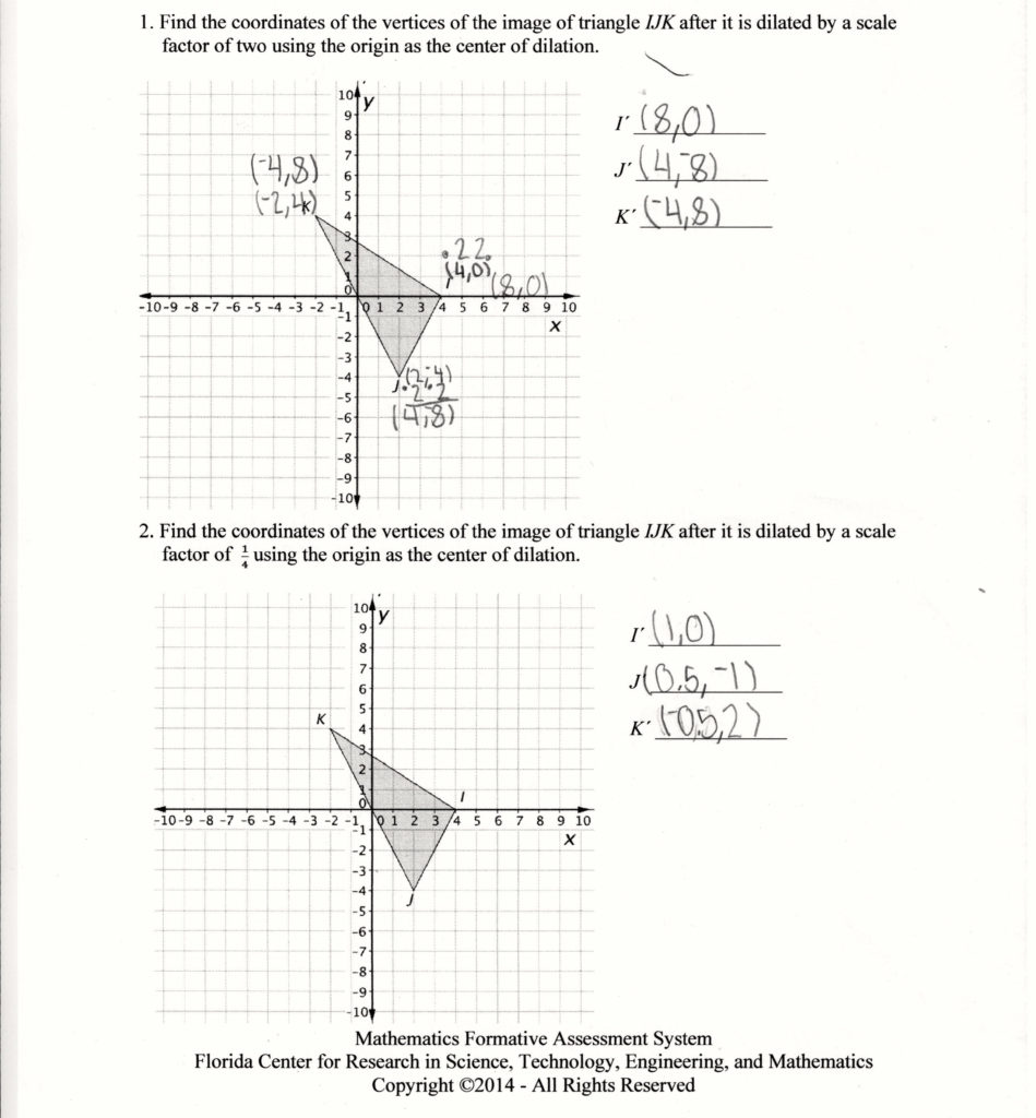 Dilations Worksheet Answers Excelguider Com