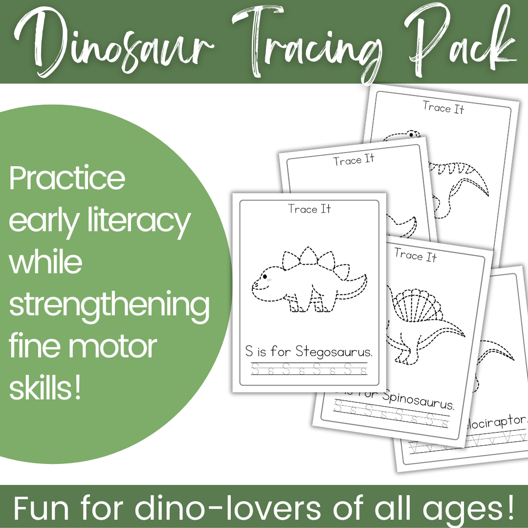 5 Fun Dinosaur Tracing Worksheets for Kids