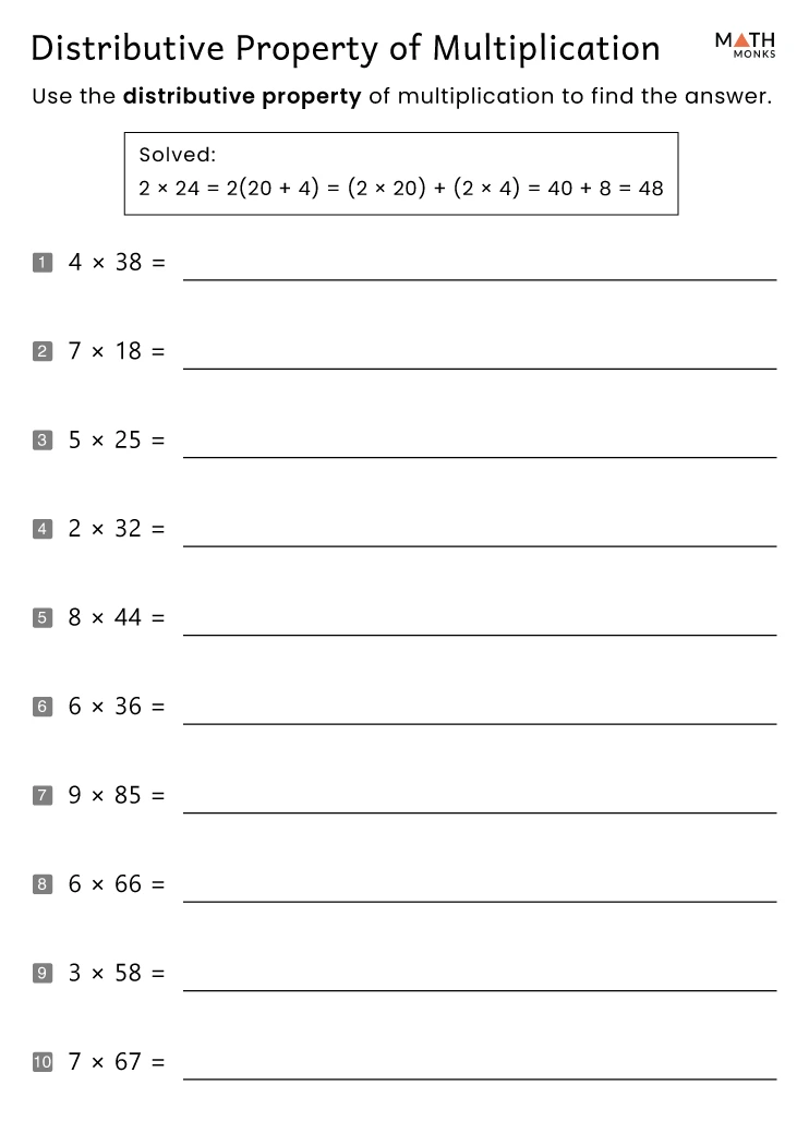 Distributive Property Worksheet Pdf