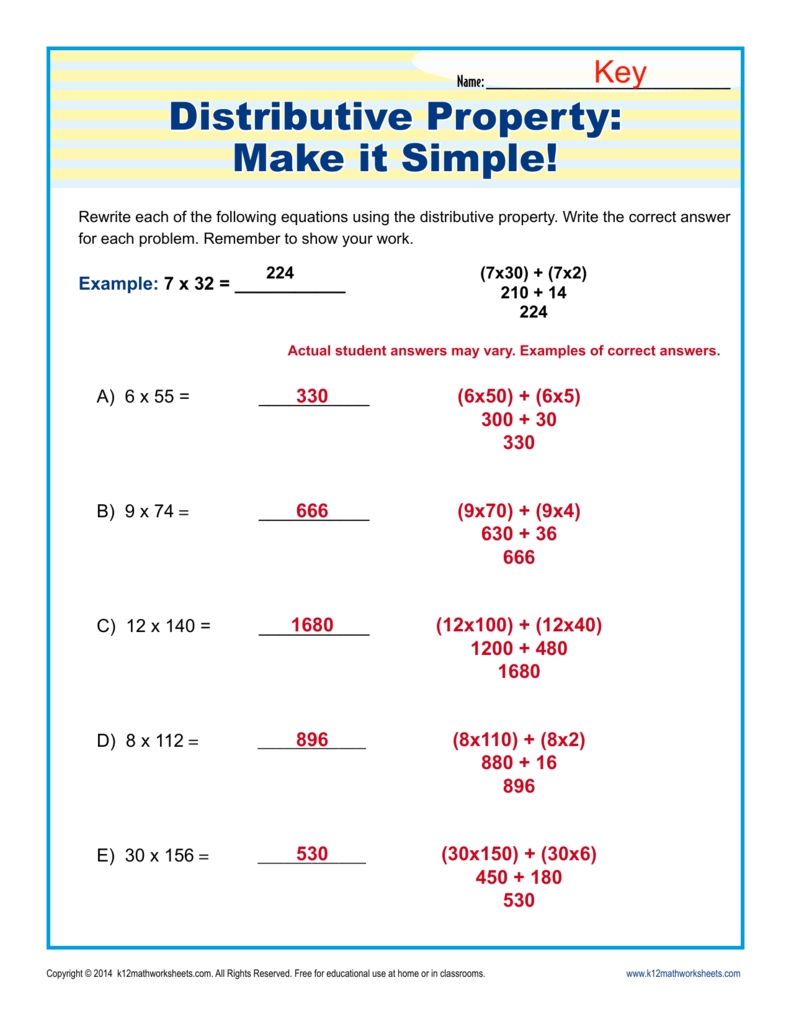 Distributive Property Worksheets Made Easy for Students