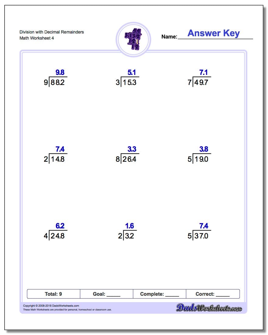 Dividing Decimals By Whole Numbers Worksheets Worksheetsgo