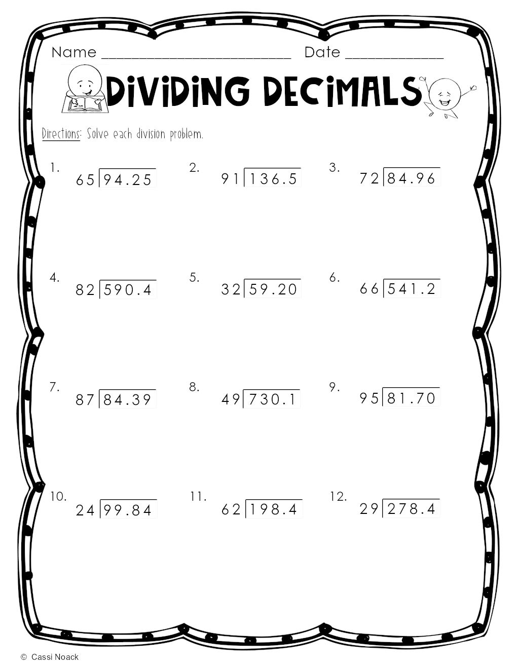 Dividing Decimals Dividing Decimals Minds In Bloom Unlimited