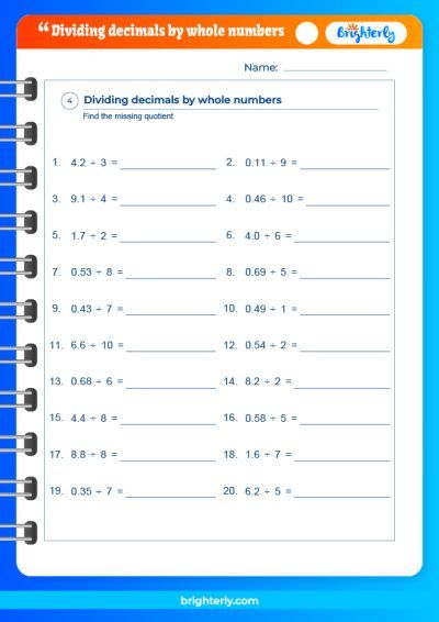 Mastering Decimals with Easy Division Worksheets