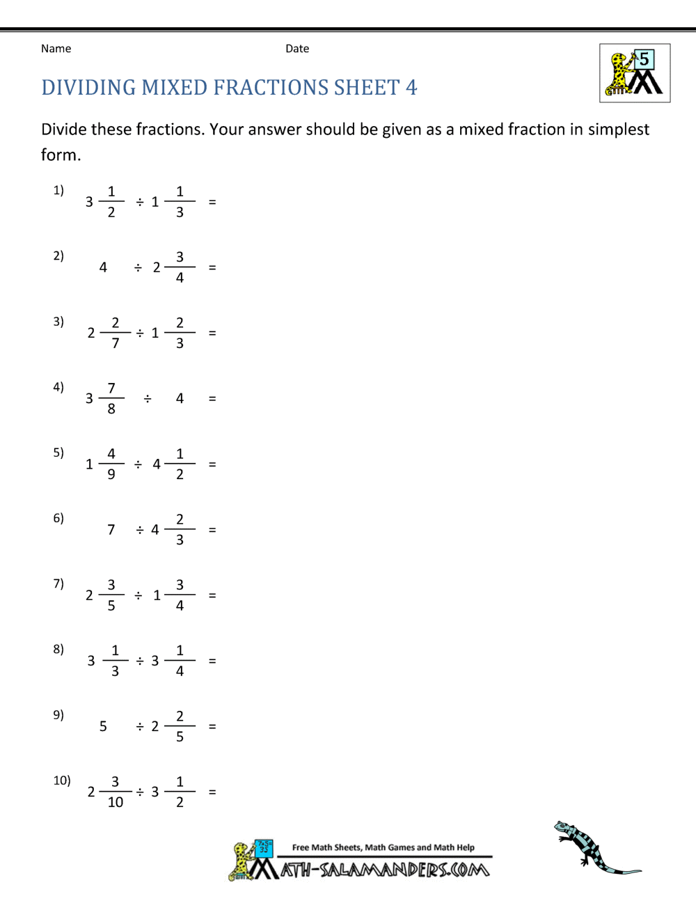 Divide with Ease: Fractions and Mixed Numbers Made Simple