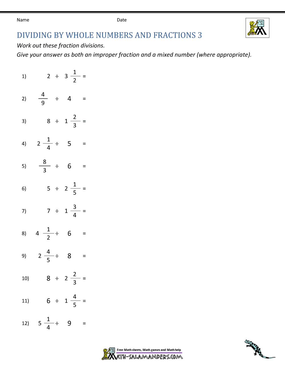 Dividing Fractions and Whole Numbers Made Easy