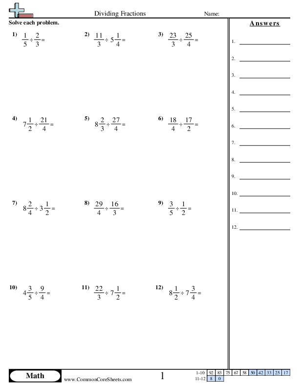 Divide with Ease: Fractions Practice Worksheet