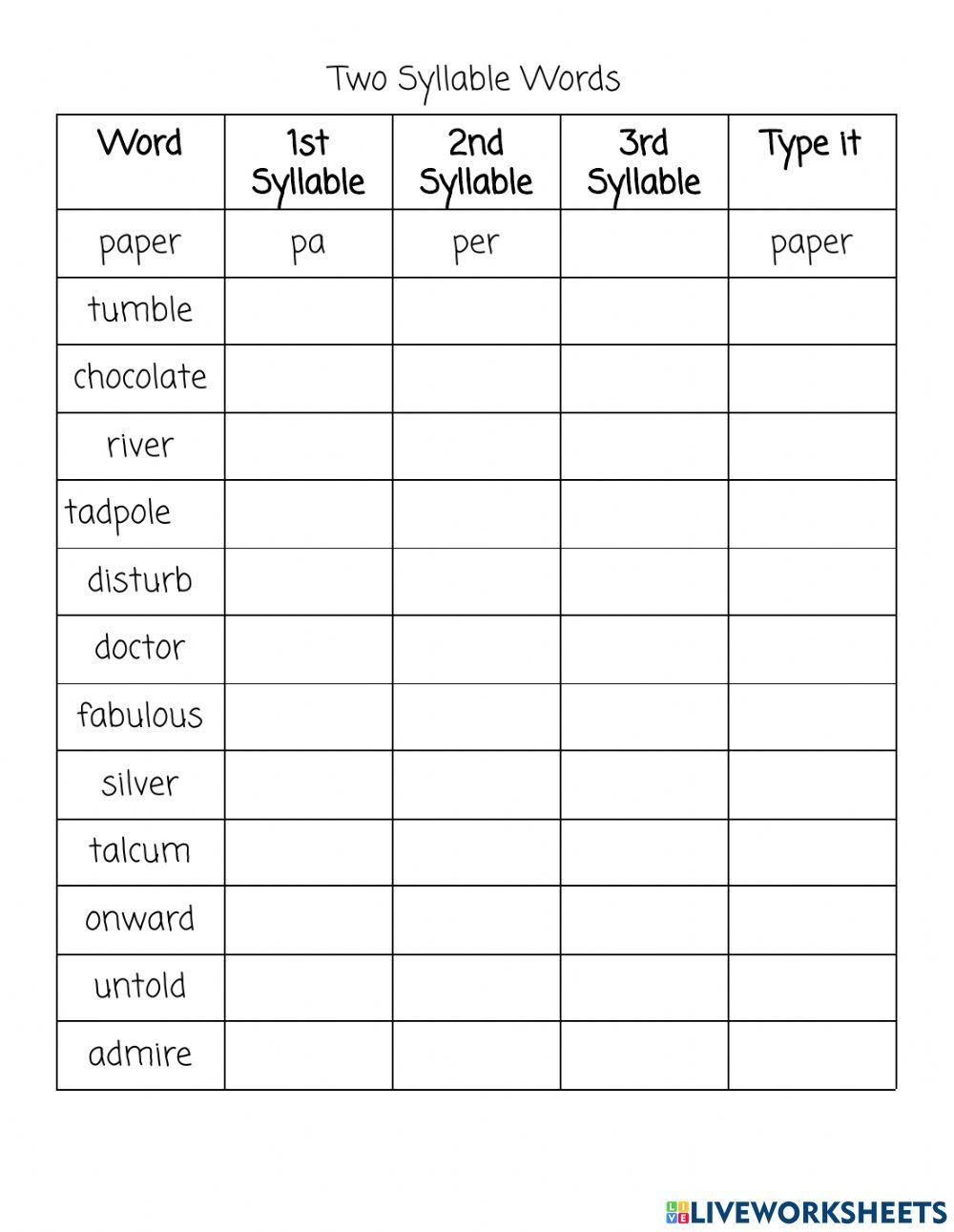 5 Ways to Master Dividing Syllables Worksheets