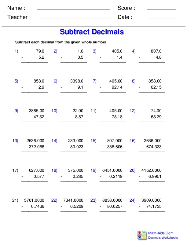 Dividing Whole Numbers Worksheet