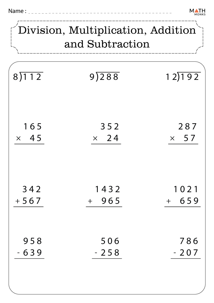 Division and Multiplication Worksheets for Kids