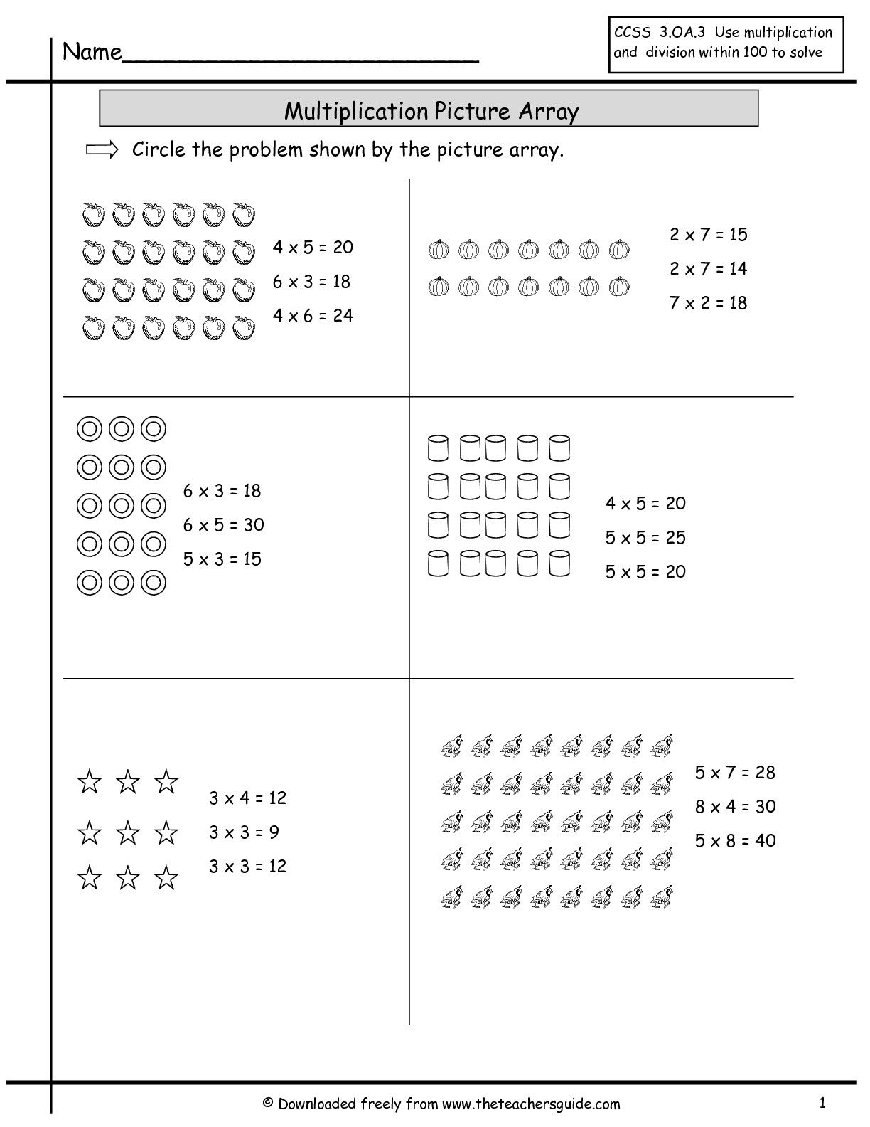 Division Arrays Worksheets Pdf