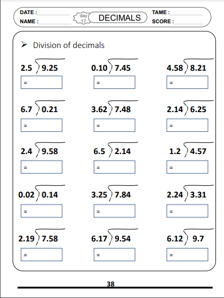 5 Ways to Master Division Decimals Worksheet