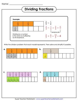 Division with Fraction Worksheets for Math Mastery