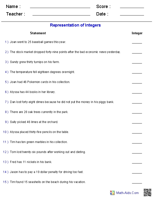 Division Of Integers Worksheet Pdf