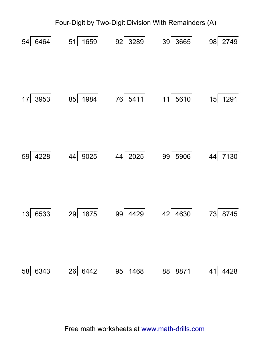 2 Digit Division Worksheets for Kids to Practice