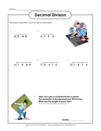 Decimals Division Worksheets for Accurate Practice