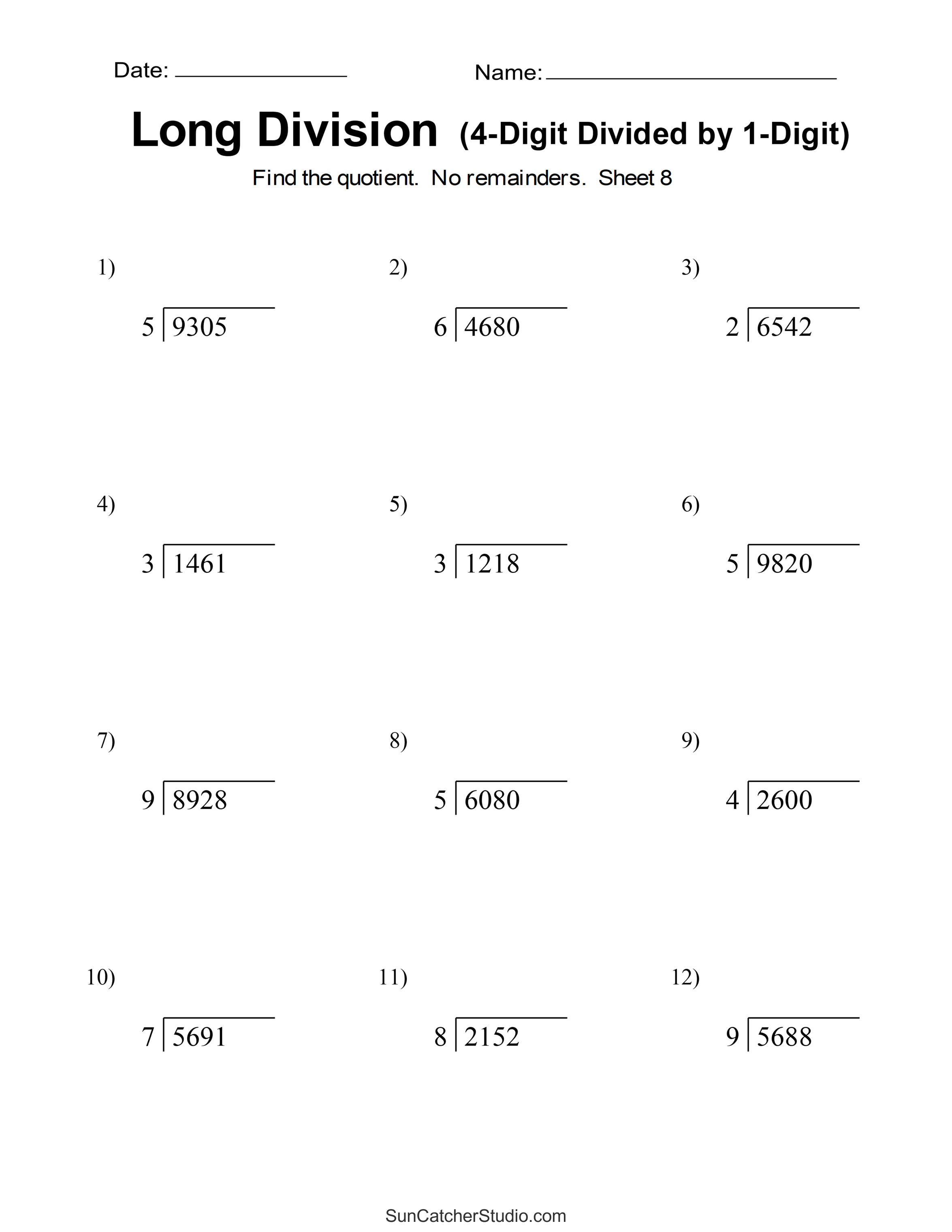 20 Free Division Worksheets Printable for Kids