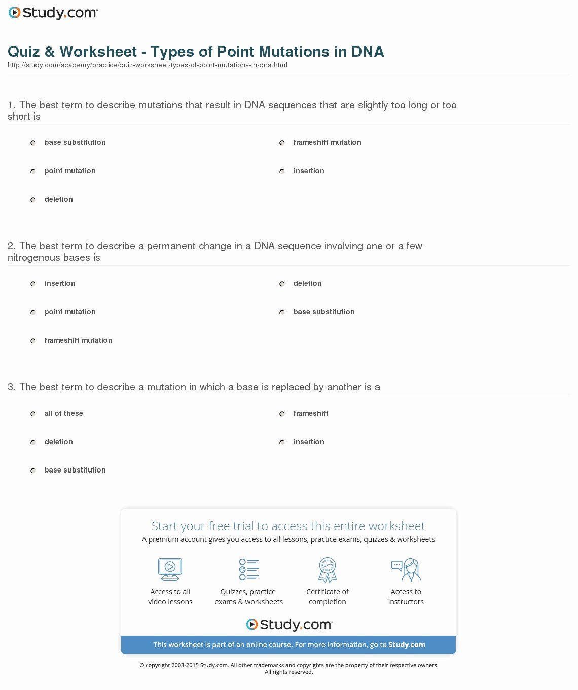 7 Ways to Master DNA Mutations Practice Worksheet Answer Key