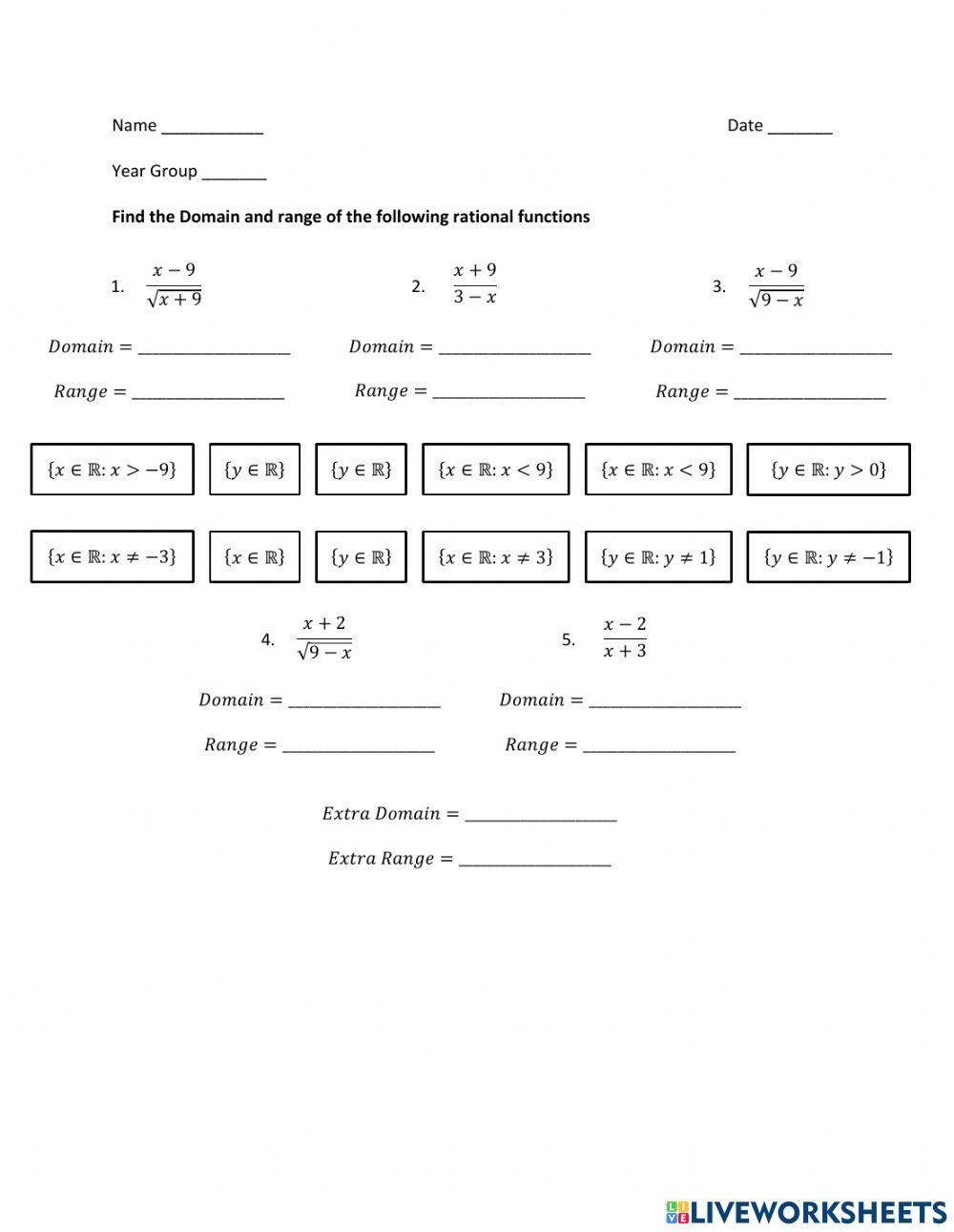 5 Ways to Master Domain and Range Worksheets