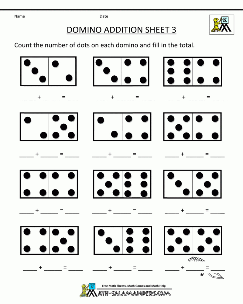 Domino Addition Worksheet Pdf Free